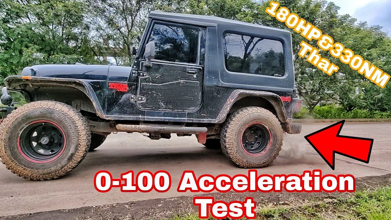 180HP Tuned 2016 Mahindra Thar CRDe 0-100 Acceleration Test | Etuners India