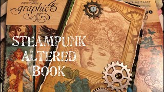 Steampunk Altered Book- mixed media- junk journal Craft with me #steampunk #alteredbook #graphic45