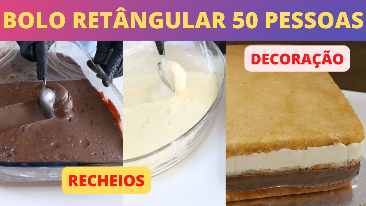 (Mini Aula Completa) BOLO RETANGULAR 50 FATIAS| 2 RECHEIOS, MONTAGEM & DECORAÇÃO