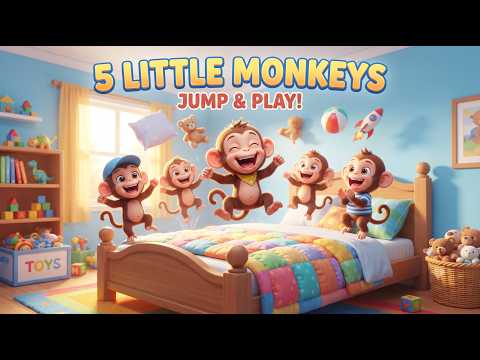 Five Little Monkeys 🐒 | Jump & Play | Fun Nursery Rhyme for Kids | Kids Songs