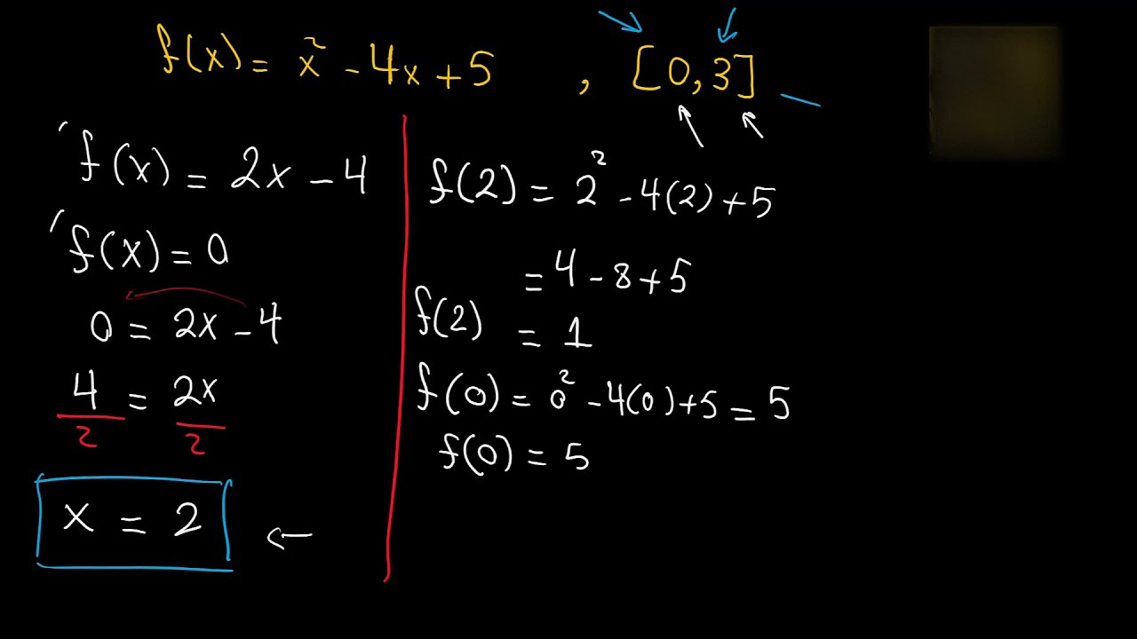 find absolute maximum and absolute minimum القيم العظمى والقيم الصغرى
