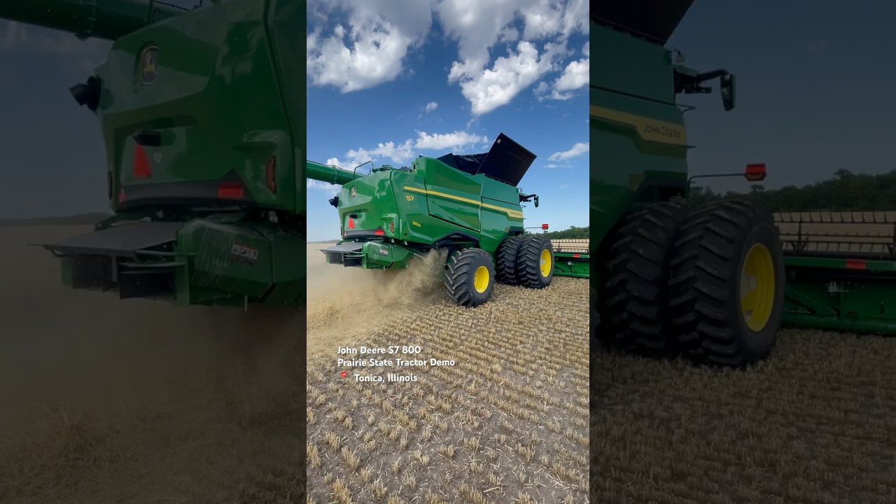 First look at the new John Deere S7 800 combine harvesting wheat 🌾 