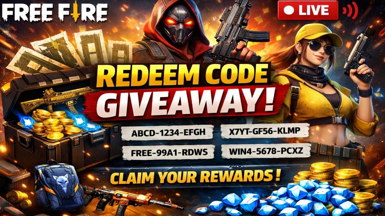 FREE FIRE☺️
REDEEM CODE
GIVEAWAY
LIVE 🔴