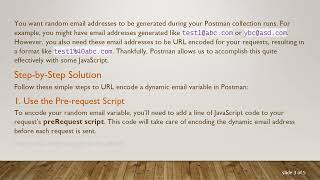 How to URL Encode a Dynamic Email Variable in Postman