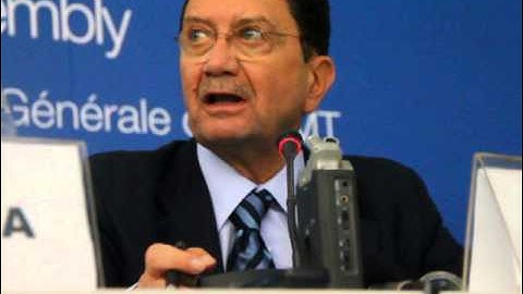 UNWTO Secretary General Mr Taleb Rifai addresses  in Victoria Falls