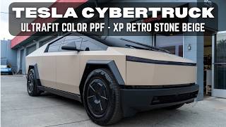 Cybertruck Wrapped in XP Retro Stone Beige PPF — Full Color Transformation