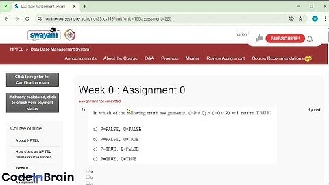 Database Management System (DBMS) – NPTEL July 2025 | Week 0 Assignment Answers |
