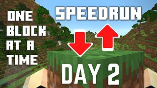 BEATING ONE BLOCK AT A TIME - Day 2 - Minecraft April Fools SPEEDRUN