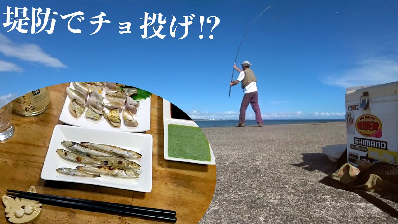 大磯港の東堤防でチョ投げ釣りでシロギスを狙う