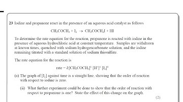 1.3 Rates : Determining the order of propanone that is reacting with iodine?