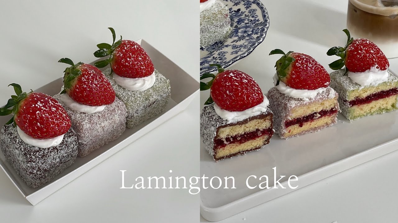 올해 연말파티 디저트는 레밍턴케이크로🍓Lamington cake