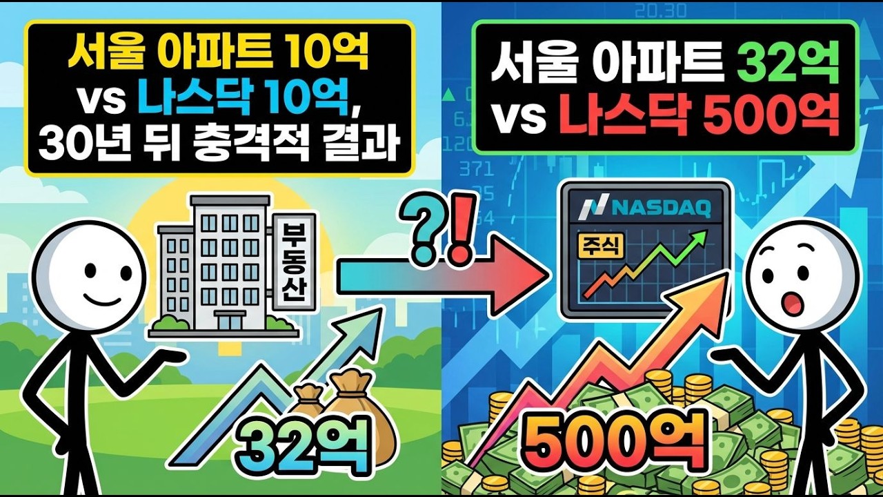 서울 아파트 10억 vs 나스닥 10억, 30년 뒤 충격적 결과, 아파트 19억 vs 나스닥 400억