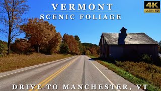 Autumn in Vermont  Drive to Manchester, VT  4K Relaxing Fall Foliage Scenic Driving Tour