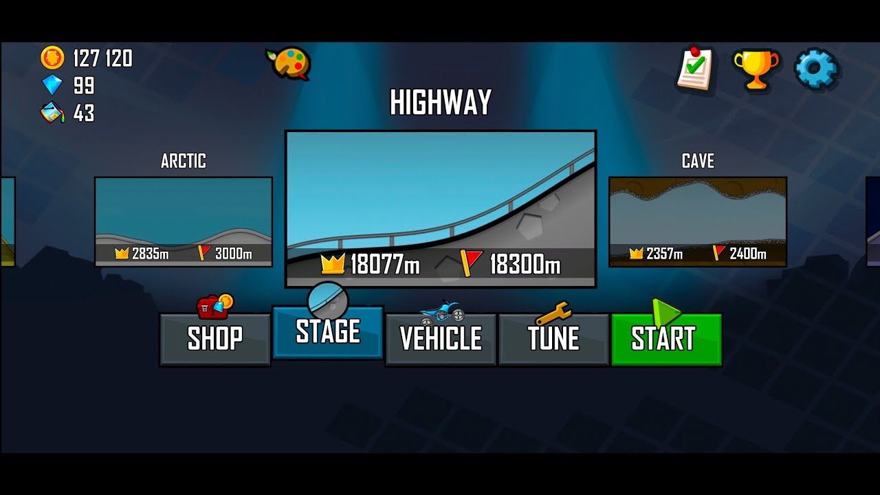 Hill Climb Racing (2012) - Highway - All Vehicles and All Records - YouTube