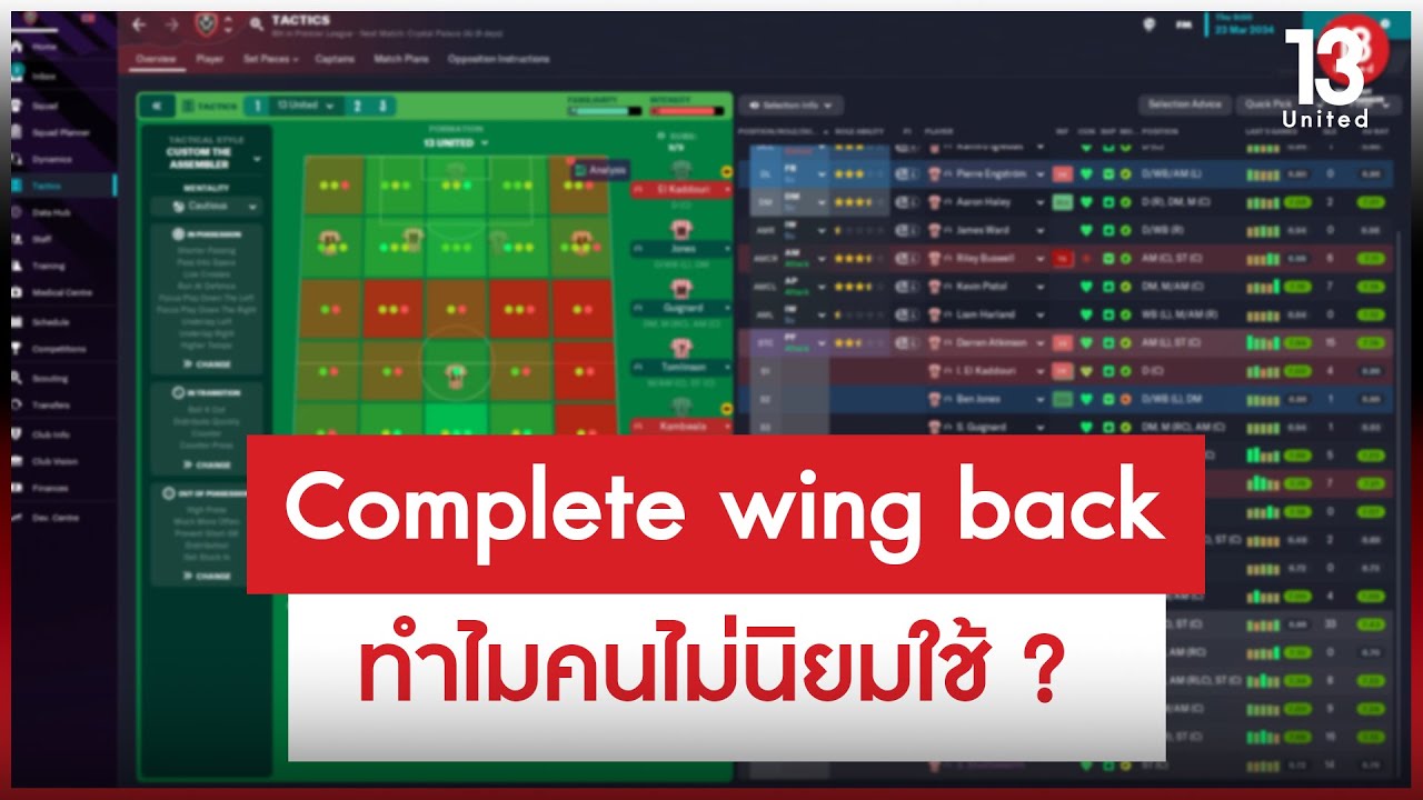 Complete wing back Role ที่คนไม่นิยมเพราะอะไร 13United YouTube