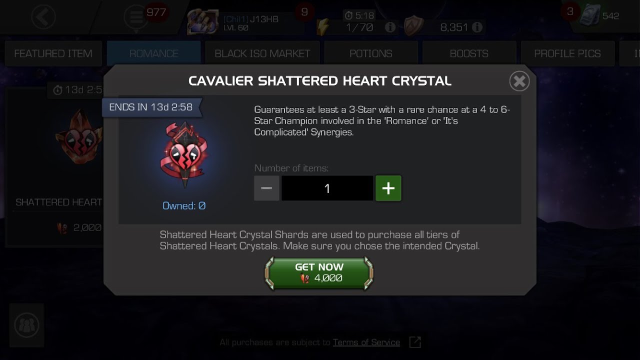 Cavalier Shattered Heart Crystal #1 .. luck or dud? [21.2.21] | Marvel Contest Of Champions