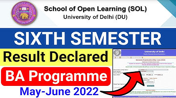 SOL BA Programme 6th Semester Result Declared 2022 | Sol Sixth Semester BA Prog Result Declared 2022