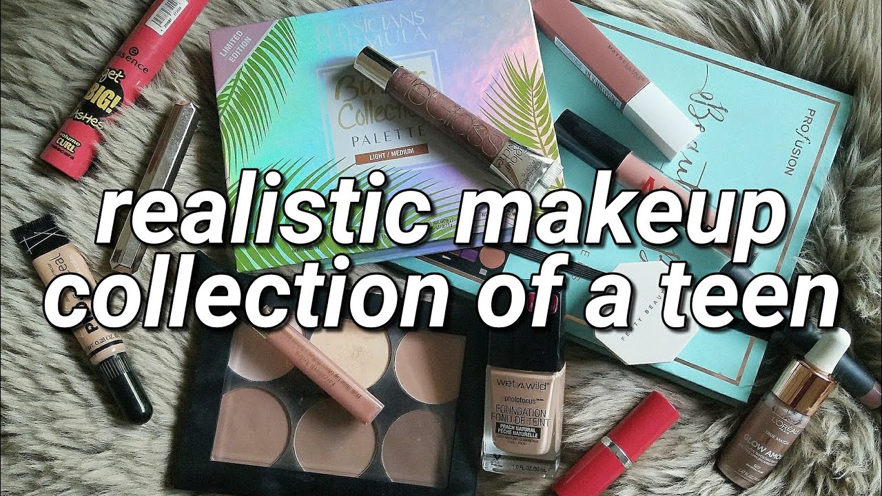 realistic makeup collection of a teen.