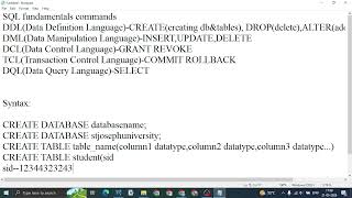 Basic SQL Commands