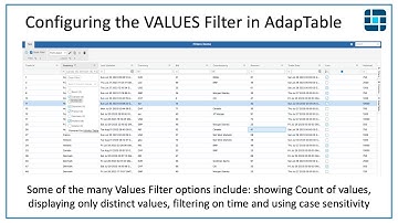 Configuring the Values Filter in AdapTable