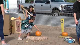 Tucson 'pumpkin smash' event turns Halloween leftovers into compost