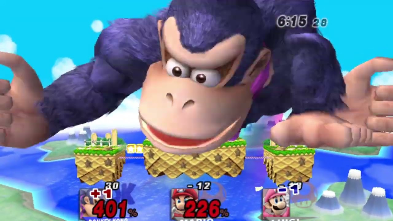 SSBB HACKS: Giant growing Donkey kong in Team battle