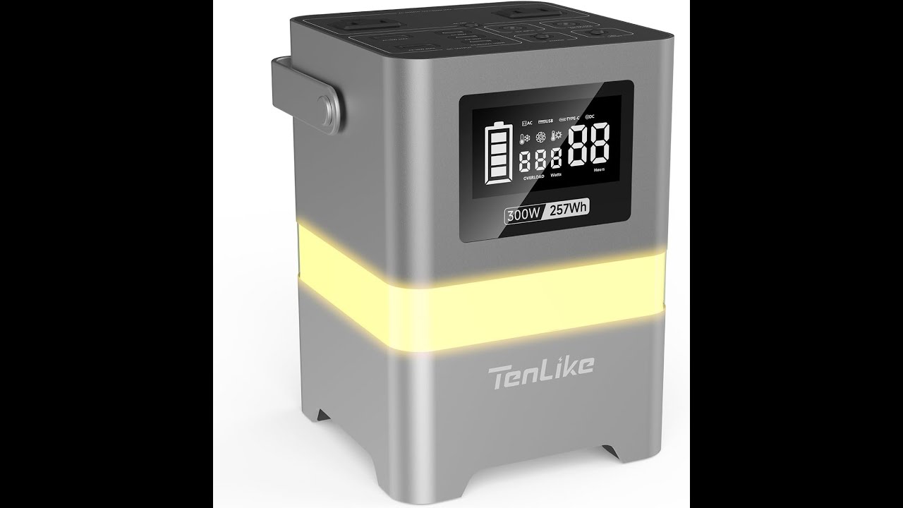 Portable Power Station, 300W Solar Generator 257Wh with Color LED Light, PD 100W Two-Way