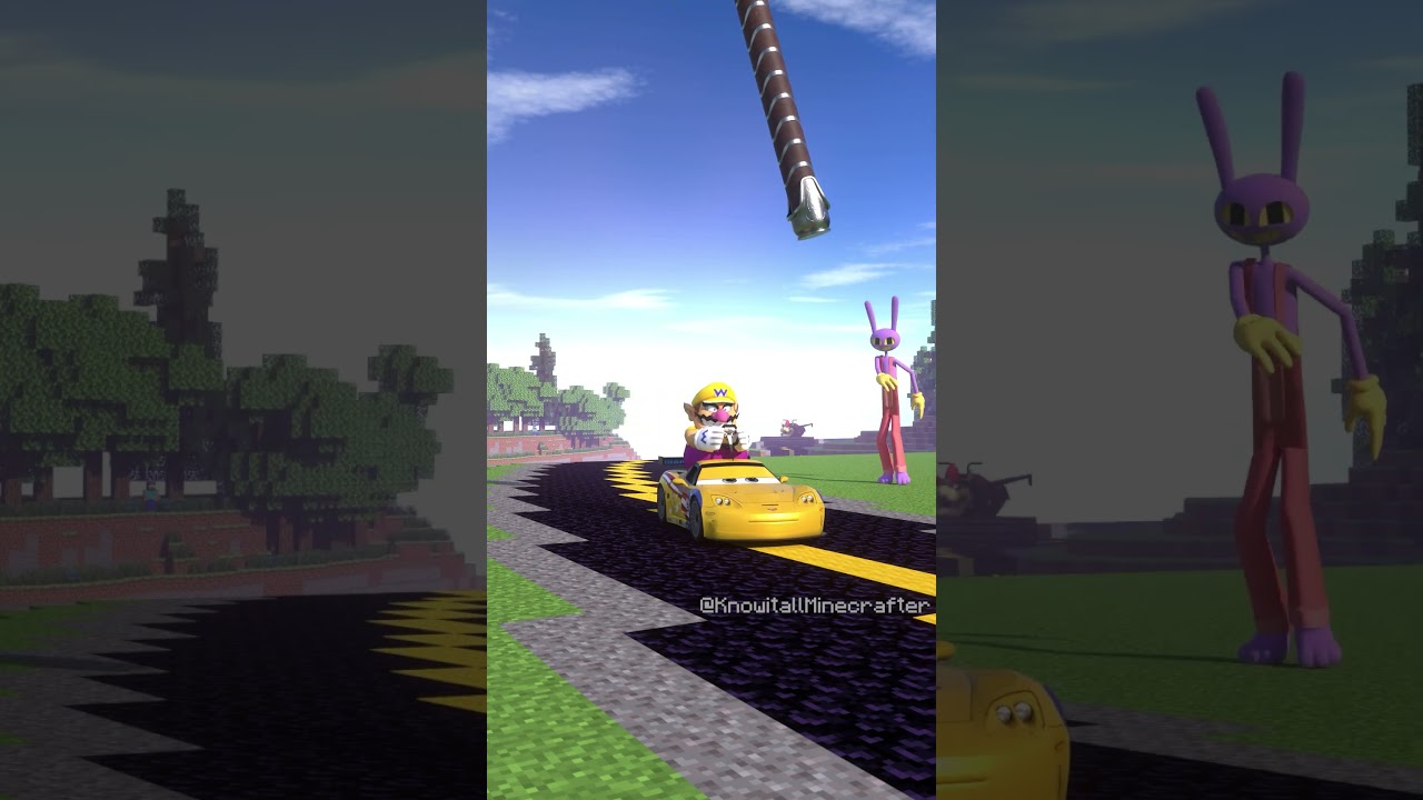 Mario and friends on Cars VS spinning Thor Hammer