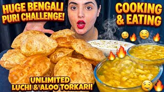 Cooking & Eating: Huge Soft Puri with Sada Aloor Torkari, Payes || Mukbang Eating Show  screenshot 3