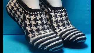 картинка: Вязание спицами домашние тапочки #99