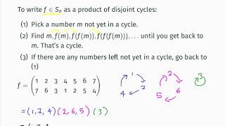 MATH0007 video 12: disjoint cycle decompositions