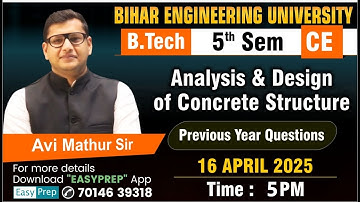 Analysis and Design of Concrete Structure | Previous year questions | B. tech 5th Semester | CE #beu