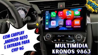 Central Multimídia Honda Civic G10 2021 9Polegadas 9863 Kronos Com CarPlay e Android Auto Sem Fio+4G