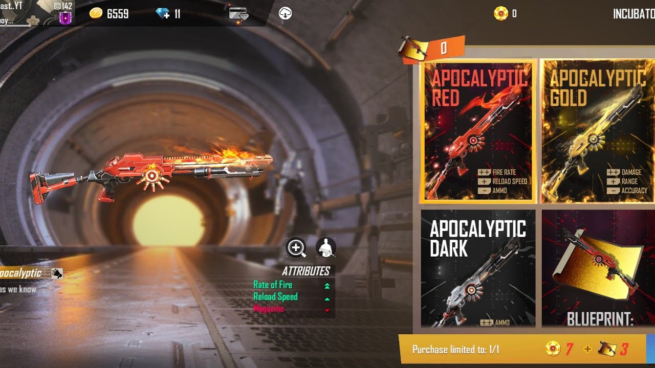 I got new apocalyptic M1014 skin in incubator Free fire - YouTube