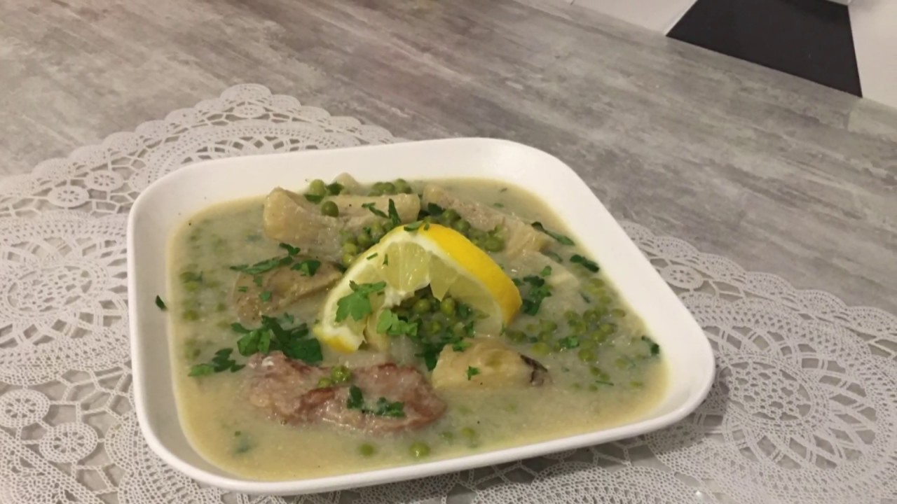 جلبانة مرقة بيضة _petits pois avec sauce blanche