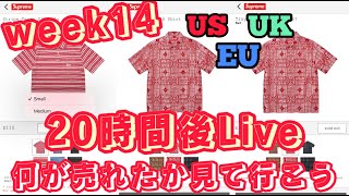 Supreme 2024ss week14 海外20時間後の完売状況！今週は凪なのか？並なのか？