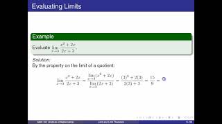 [Math 100] Lec 3 Limit and Limit Theorems