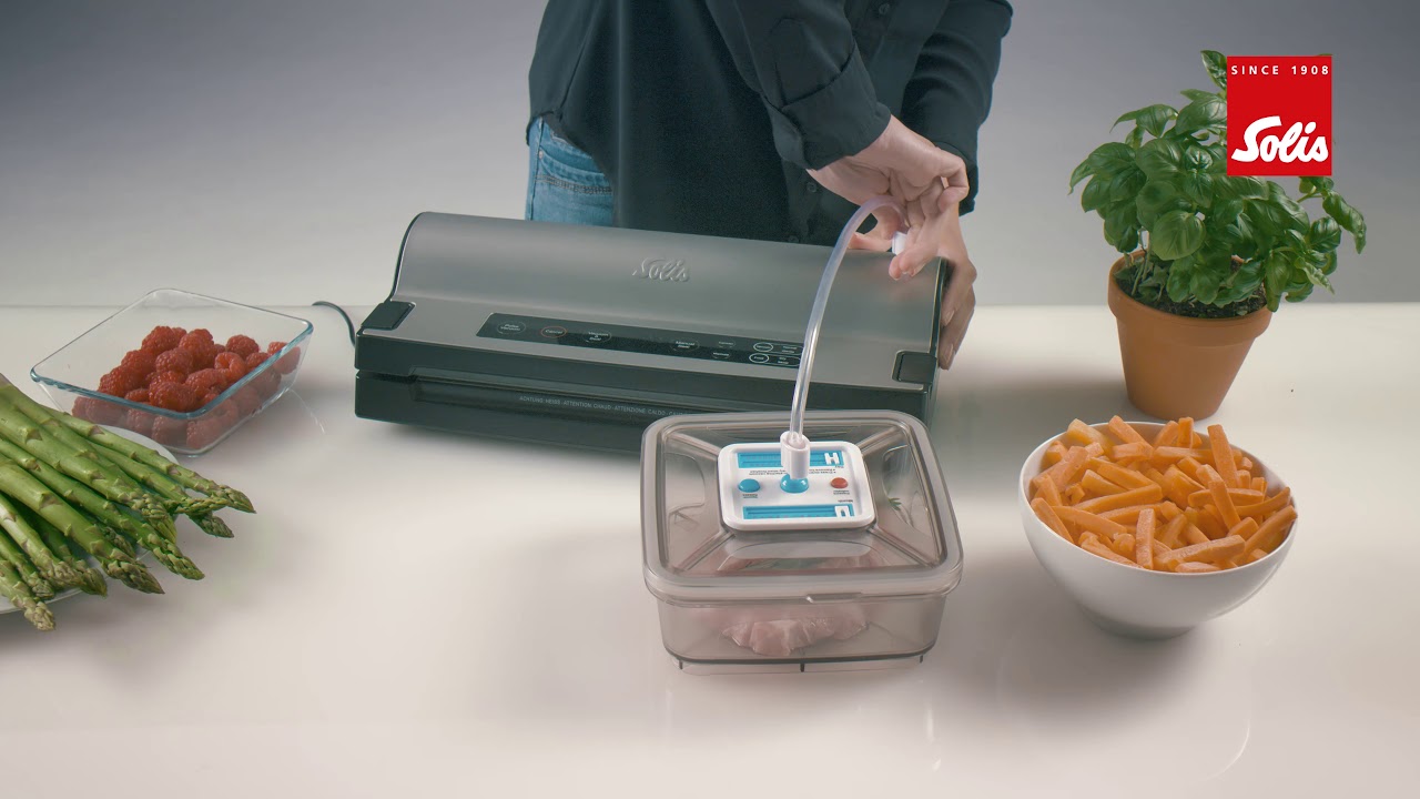 Lebensmittel im Behälter vakuumieren - SOLIS Vac Prestige - YouTube