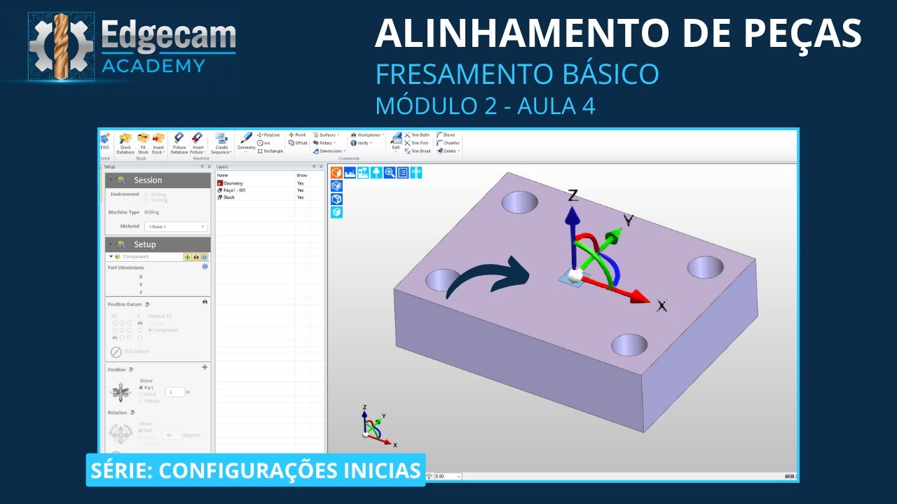 Tutorial Edgecam: Alinhamento de Sólidos e Criação do Zero Peça (Passo a Passo)