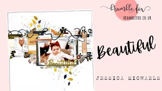 Stencil Layering and Stacking Embellishments for a Baby Girl Scrapbook Page |  @jessicaemichaels