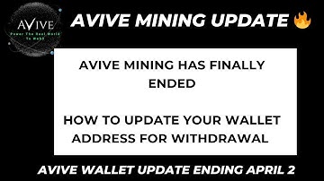 AVIVE MINING UPDATE : HOW TO UPDATE YOUR WALLET ADDRESS FOR WITHDRAWAL ON AVIVE