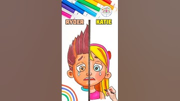 Draw PAW Patrol Simple | Drawing Ryder and Katie Crying 🌈👦🏻👧🏼 #pawpatrol #short #forkids #sad