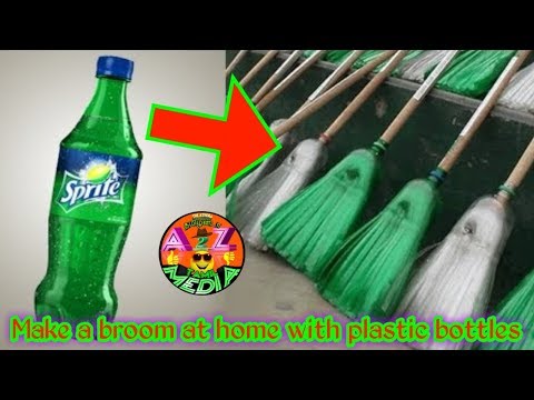 how to make broom with plastic bottles at home