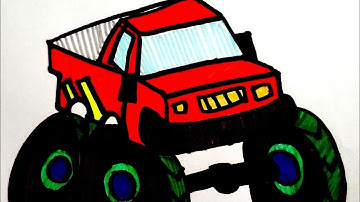 How to draw Monster Truck  # Easy drawing for kids # ฝึกวาดรูปรถ. #WAWA  CHANNEL