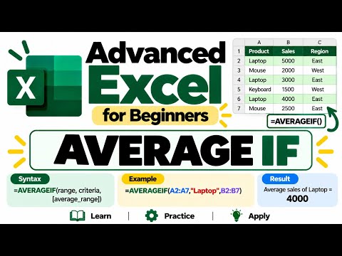 AVERAGEIF in Excel for Beginners | Learn AVERAGEIF Step-by-Step | Advanced Excel Tutorial