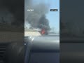 اشتعال النيران في سيارة قصفها الاحتلال