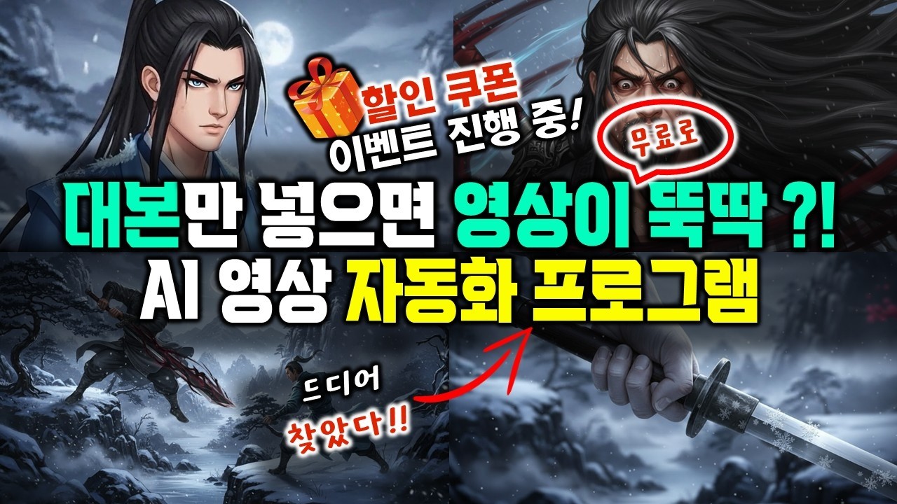 유튜브 공장 돌리는 법 찾았다ㅣ대본만 넣으면 AI 영상 뚝딱 프로그램 등장ㅣ할인 쿠폰 이벤트 중