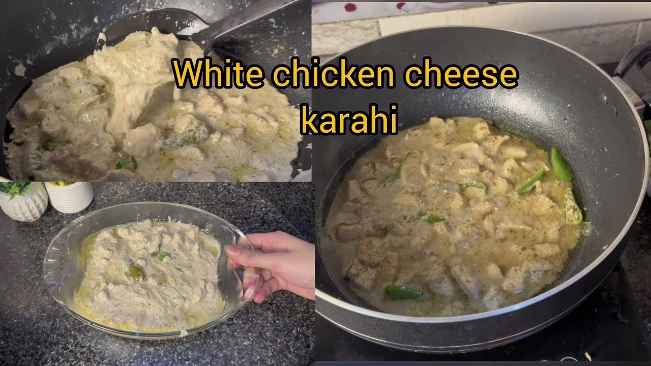 White Chicken cheese karahi #chickencheese #food #chickenkarahirestaurantstyle 