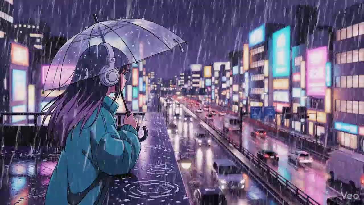 🌙 Late Night Study Music | 🎧 Lofi Hip Hop for Focus, Sleep & Calm | Rain Stream | The Japanese Town