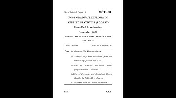 MST - 001  DECEMBER 2020 QUESTION PAPER